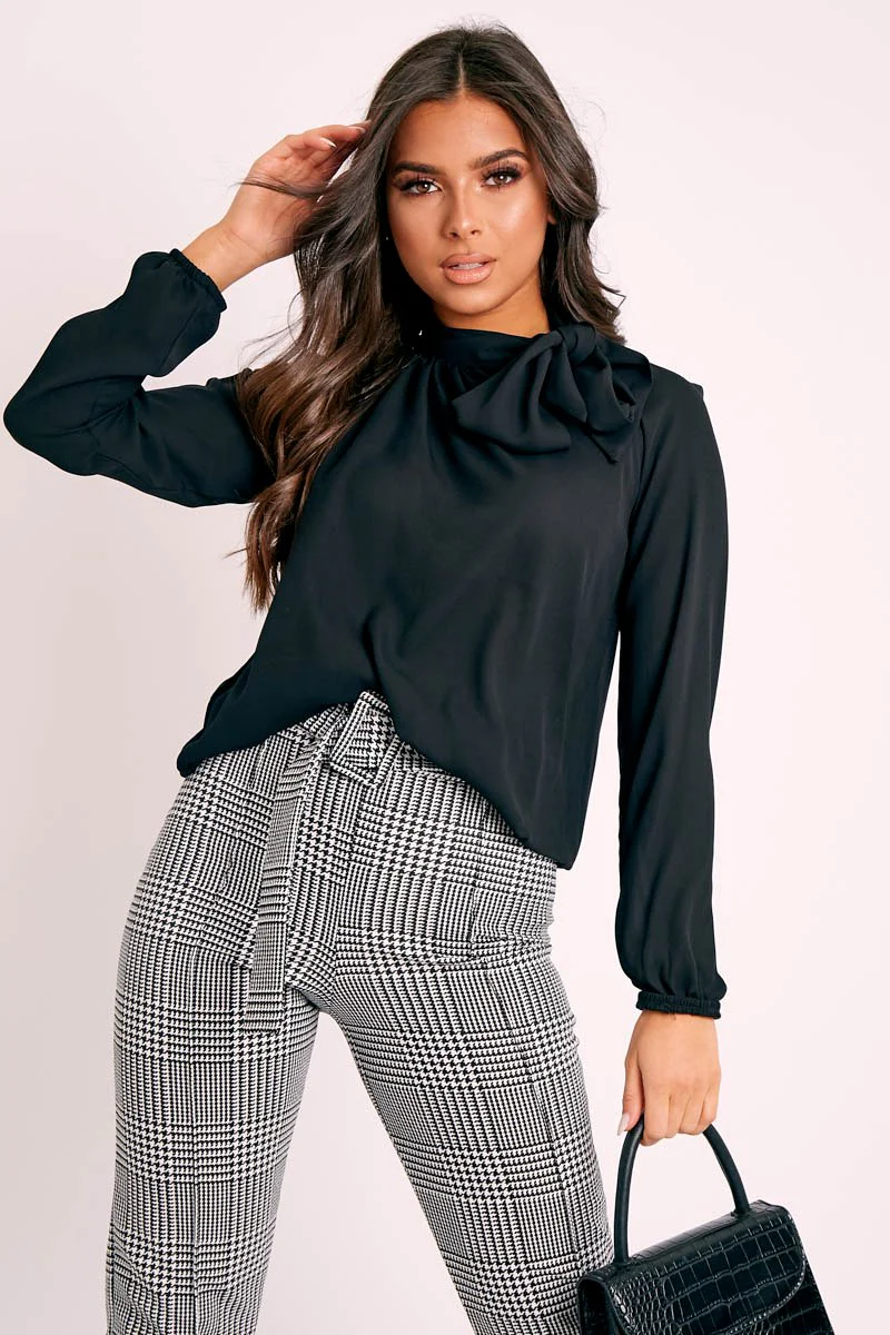 Black Bow Neckline Lightweight Blouse - Flossie - Image 3