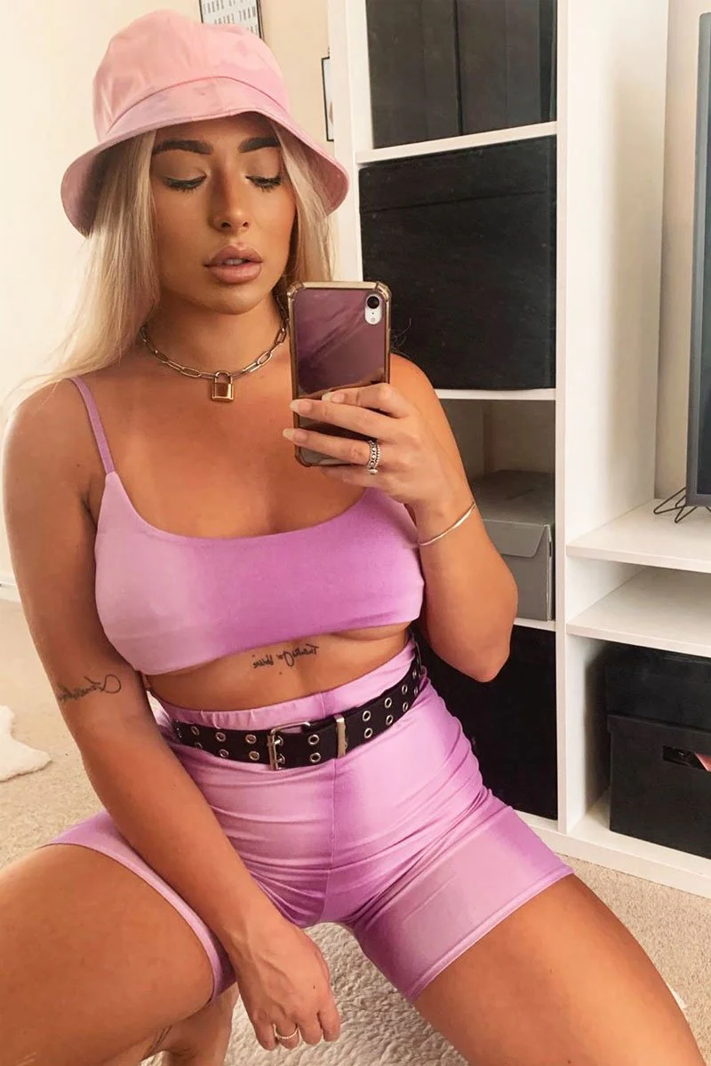 Purple Ombre Crop Top Cycling Shorts Co-ord - Gillie - Image 6